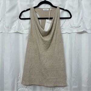 Kashwére Chenilla Cowl Neck Racerback Tank Oatmeal Cozy Lounge Top M NWT